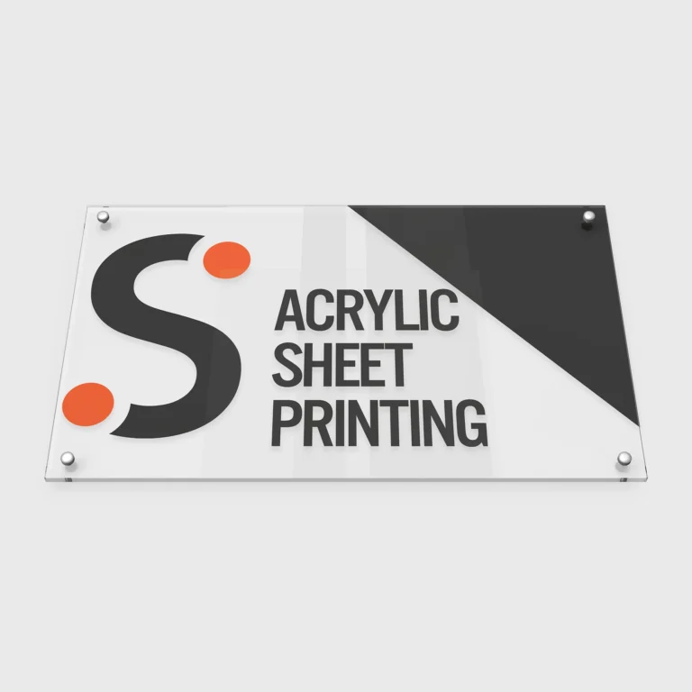 another Custom Acrylic Printing Orange and black design cut to size and printed with UV printing