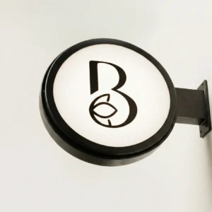 led lightbox sign on the storefront wall