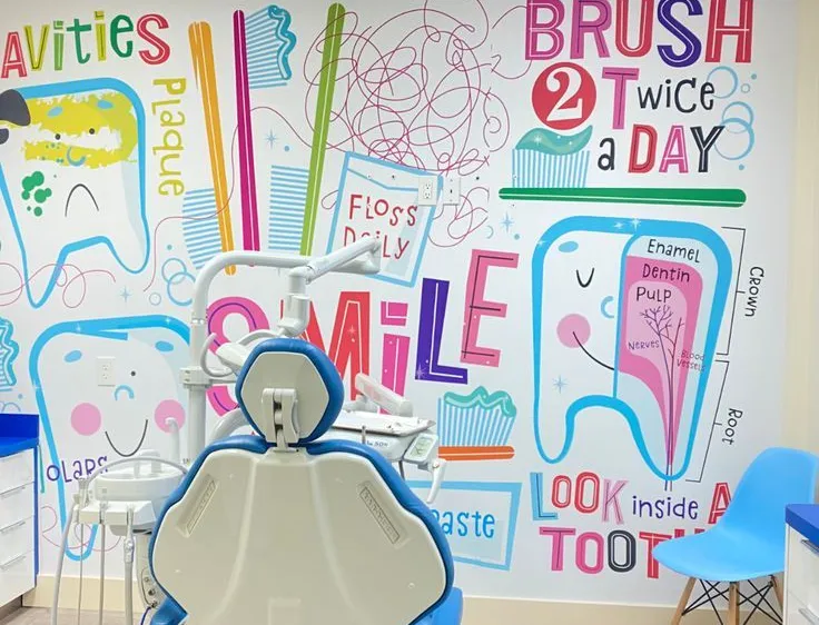 Wall vinyl sign idea that can be used in dentist offices