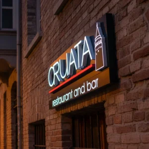 frontlit backer panel signage on the old town wall photography