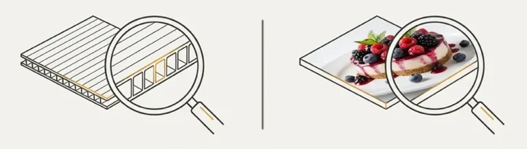 Image showing a comparison of PVC foam and Coroplast.