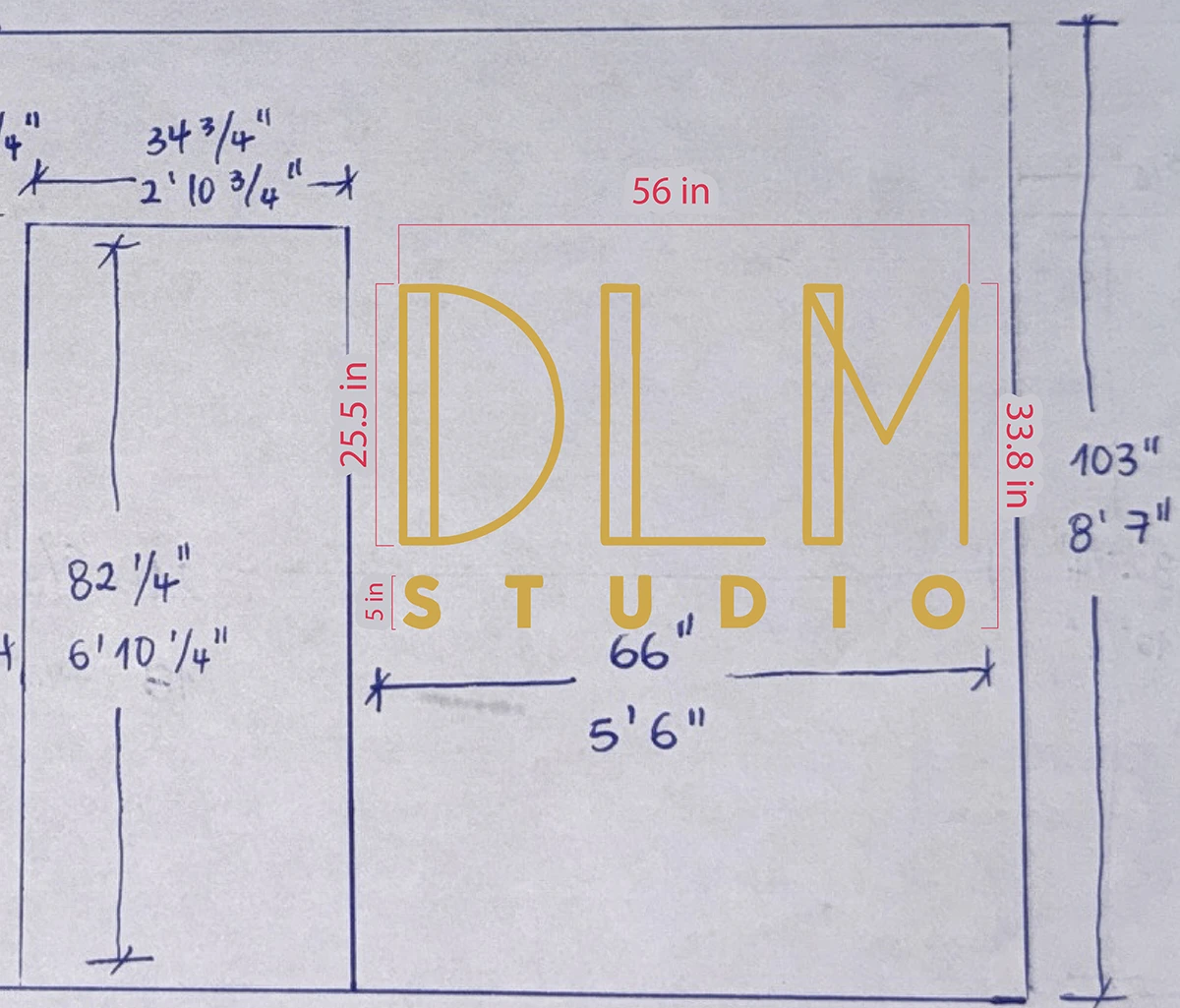 DLM Studio – Gold Backlit Sign
